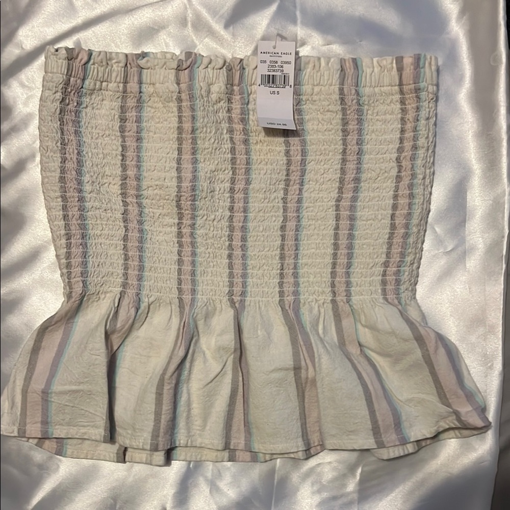 American Eagle Outfitters Cream Ruffled Tube Top NWT $25